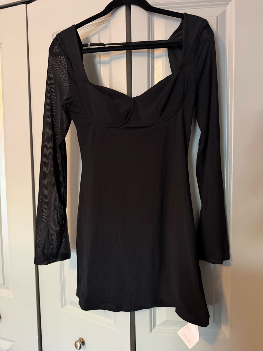 Black Long Sleeve Underwire Bodycon Mini Dress (Size S)